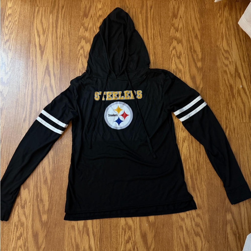 Steelers Black Hooded lounge top with Logo